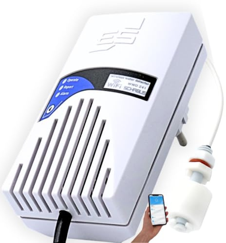 Schabus Wassermelder WWD 241 Smart mit Minischwimmer, 230V, einfache Installation (Schukostecker), akustische (90dB) und optische Warnung, zudem Push Meldung bei Anbindung an Smart-Life App