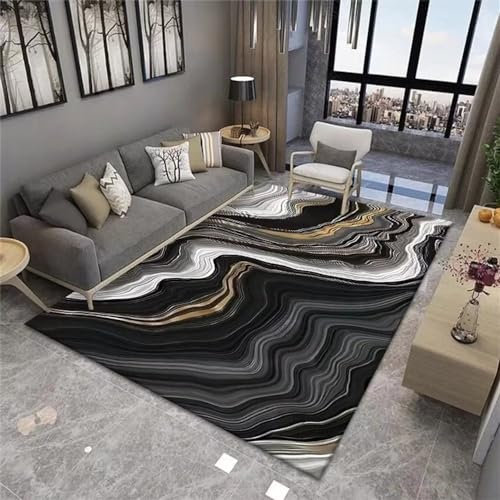 RUGMRZ Teppich Aussenbereich Webteppich Grau schwarz Wohnzimmer Teppich gelb mit Dekoration kann gewaschen und angepasst Werden Carpet Bedroom 70X140CM