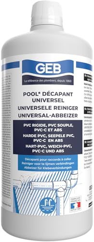 GEB Pool Décapant universel pour le nettoyage des raccords en PVC rigide et souple avant collage. Bidon 1L