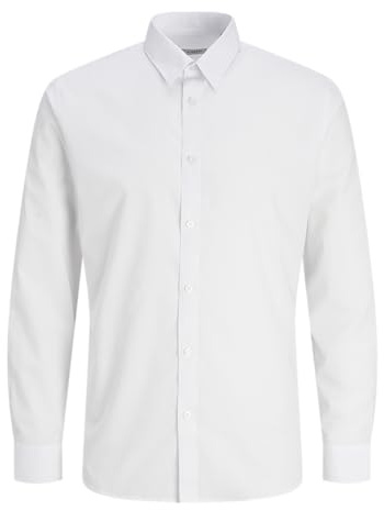 JJ Rebel Camisa para Hombre Jrebgavin Solid Shirt LS Noos, Blanco, M