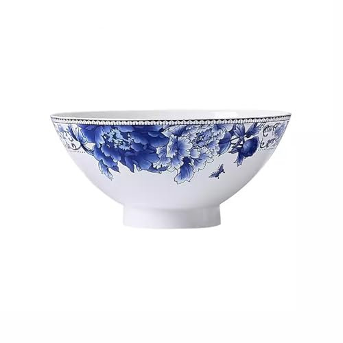 KOHARA Saladiers Bol à Soupe 4 pièces, Bol à Pieds Hauts, Ensemble de Vaisselle en Porcelaine osseuse, Bol en Porcelaine Bleue et Blanche, Bol en céramique Domestique, Bol à Riz, Bambou
