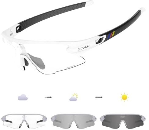 SCVCN Photochromatische Selbsttönend Fahrradbrille für Herren Damen Klar Sportsonnenbrille TR90 Rahmen Sport Radfahren MTB Radbrille UV400 Schutz Sportbrille Laufen Fahren Triathlon Baseball