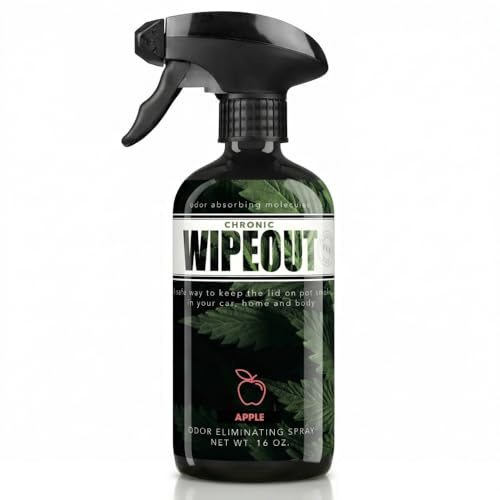 Chronic Wipeout Smoke Odor Eliminator Spray For Strong Odor - Highly Effective for Deodorizing Homes, Clothes, Cars, Office, Hands, & Hair from Smoke Smells - 1 16 oz Bottle Apple Fragrance