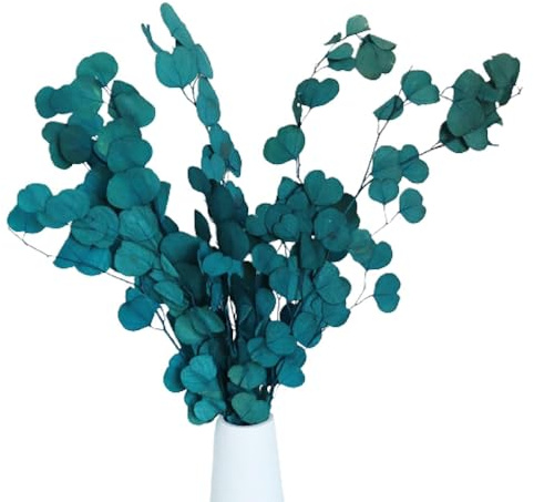 POVVFRTY Bouquet de Fleurs fraîches de Longue durée à Feuilles Rondes, Bouquet de Feuilles de Pommier séchées, adapté à l'arrangement de décoration de Verdure intérieure DarkRed/333(Blue)