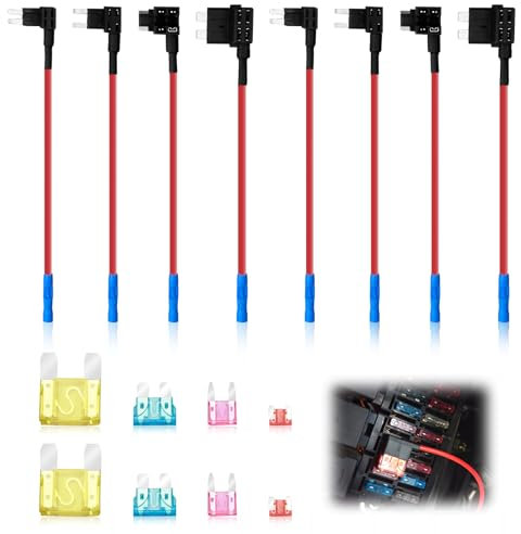 Juego de 8 grifos de seguridad de circuito para coche con ATO, Mini, Micro2 y Mini adaptador/soporte，Kit imprescindible para Hardwire Cable HK3 HK