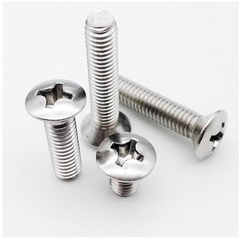 10/pcs M2 M2.5 M3 M4 M5 M6 GB820 DIN966 A2-70 304 Stainless Steel Cross Raised Countersunk Head Half Oval Screw Bolt(8mm,M4 10pcs)