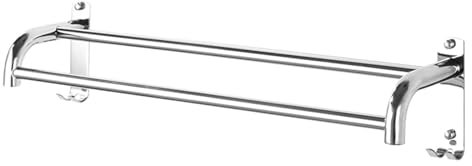 Silberne Handtuchstange Mit Haken, Wandmontierte Badezimmer-Handtuchstange, Doppelter Handtuchhalter Aus Edelstahl, Küchen-Geschirrtuchhalter(80cm)
