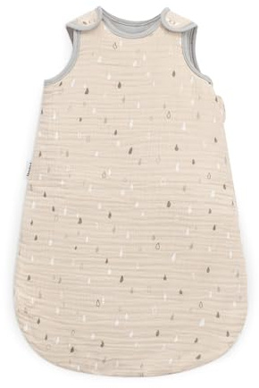 Ehrenkind® Musselin Babyschlafsack 2.5 TOG | 100% Bio-Baumwolle Natur mit Tropfen | Baby Schlafsack | 86/92 | Oeko Tex zertifiziert