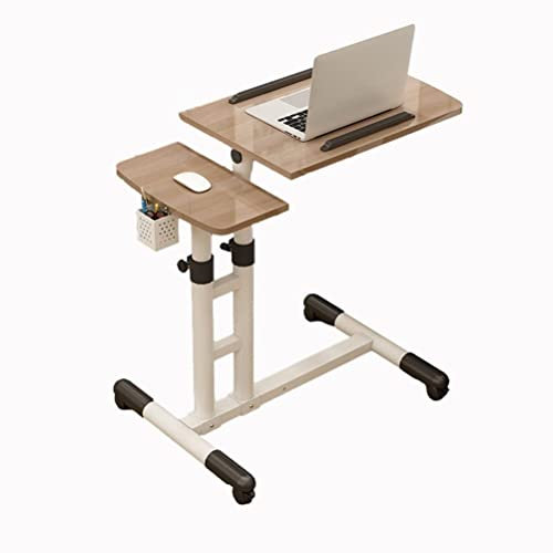 Verstellbarer Überbetttisch mit Rollen für Laptop, Rollschreibtisch, Ständer mit Neigung oben und Höhenverstellung, tragbarer Tabletttisch für Bett, Sofa oder Beistelltisch