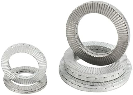 MOOPW 65 manganèse Double pile Rondelle autobloquante | Anti vibration Anti desserrage avec dents Rondelles frein M5 (5 Pcs)