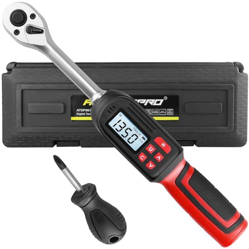 ATsafepro Digital Torque Wrench 3/8 Drive, 6.8-135 Nm Torque Wrench,±2% Accuracy with 4 Unit Display, LCD with Buzzer & LED Alerts for Bicycle, Motorcycle, Car Maintenance