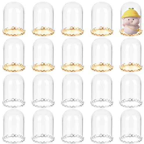 BENECREAT 20 dôme en Verre Miniature Cloches en Verre de 4x2.5cm avec Base en Laiton Argenté et Doré Petits Dômes D'Exposition pour la Décoration de Maison et Projets D'Artisanat