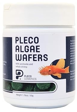 Plecoceramics Algae Wafers Universal Fish Food for Aquarium Fish, Turtles, Goldfish, Catfish - Spirulina Protein Wafers for Bottom Feeders (1.76 oz / 50g)