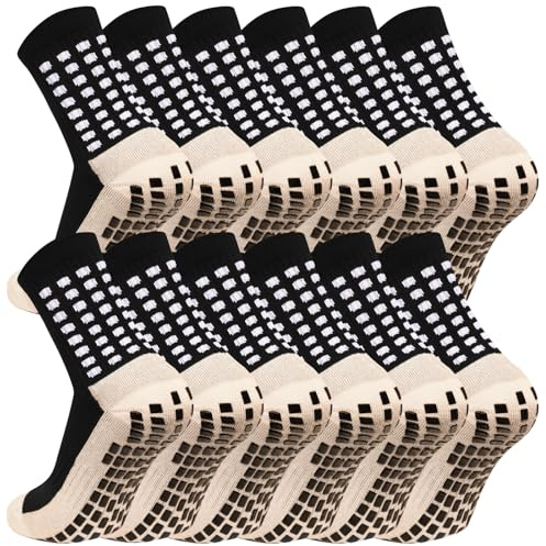 MIHAIR Men's Grip Soccer Socks Anti Slip Athletic Socks Non Slip Football Basketball Socks with Grip Pads2/4/6 (US, Alpha, One Size, Regular, Regular, 6black)