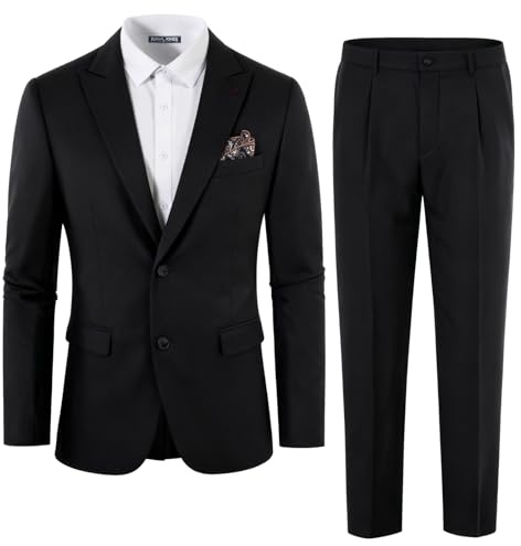 PJ PAUL JONES Mens Suits 2 Piece Suit Slim Fit 2 Button Business Wedding Suits Tuxedo Blazer Trousers