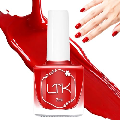 Bright Red Nail Polish - Quick Dry Christmas Red Nail Polish - Oil Based High Glossy & Long Lasting Nail Varnish for Women DIY Manicure - No UV Needed, 7ml