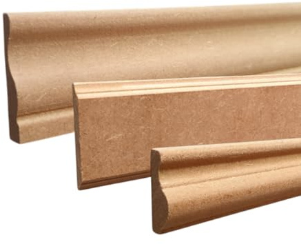 MadeInNature Cimaise Moulurée en bois médium naturel à peindre, longueur 2 mètres, corniche bois robuste et facile à poser, Modèles et Tailles au choix (Réf 7130, Lot 6 mètres)