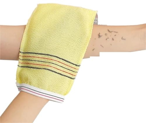 Peelinghandschuh Badehandschuhe Peeling Körperpeeling Handtuch Reinigung Duschschaum Körpermassage(Yellow)