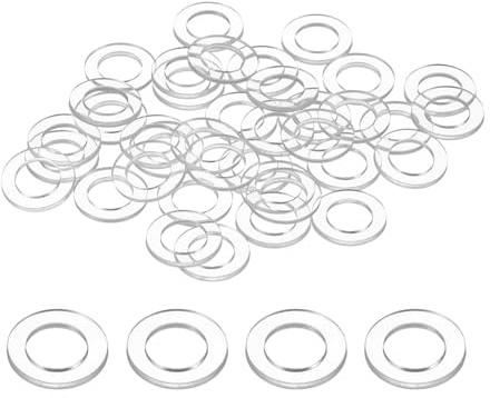 QUARKZMAN 80Pcs Rondelles Plates PVC Transparentes pour Poignée Transparent | M6 6mm Alésage 10mm OD 1mm Épaisseur, Joint Verre Porte Douche, Barres Serviettes