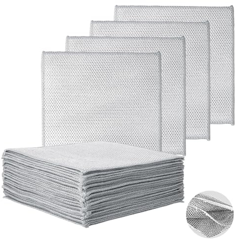 CHEUNGR 30PCS Triple Layer Wire Dishwashing Cloths, 20x20cm Non Scratch Wire Dishwashing Rag for Wet and Dry, Reusable Cleaning Rags for Cookware, Sinks, Dishes