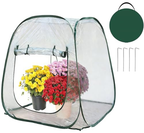 pop-up Mini Gewächshaus Aus PVC, Transparentes Überwinterungszelt Mit 4 Erdnägeln – Pflanzen Und Frostschutz Für Balkon, Terrasse & Garten