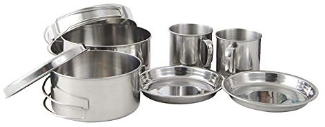 8 pentole impilabili per esterni, in acciaio inox, da campeggio, antiaderenti, per escursioni, picnic, con manico pieghevole e custodia, facili da trasportare, resistenti alla corrosione