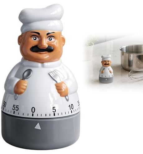 Egg Timers for Boiling Eggs, Funny Chef Shaped Alarm Clock, 60 Minute Mechanical Kitchen Professional Manual Timer, Food Timers for Kitchen Use, Used for Baking and Cooking