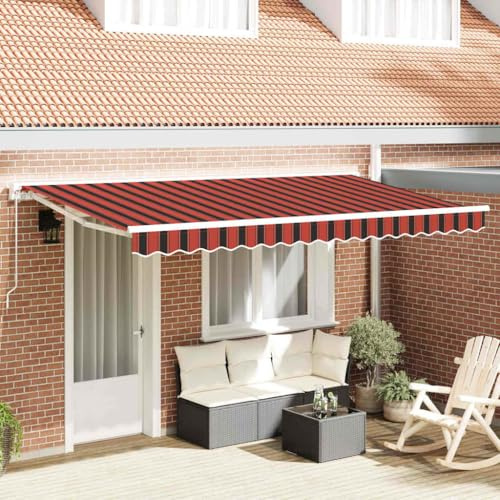 Xuvaracle Auvent avec cadre semi-cassette en aluminium - Orange et noir - 350 x 200 cm - Résistant aux intempéries - Avec manivelle - Télécommande électrique - Pour terrasse, jardin, balcon