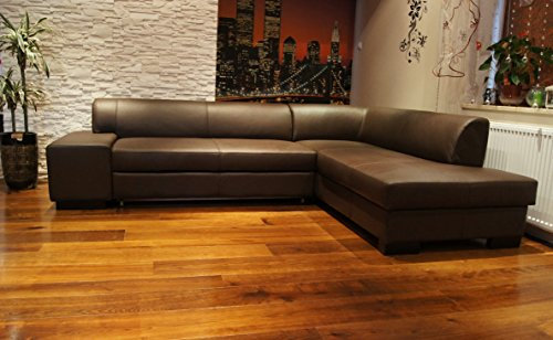 Quattro Meble Echtleder Ecksofa London II 275 x 200 Sofa Couch mit Schlaffunktion und Bettkasten Braun Echt Leder Hermes Choco Eck Couch große Farbauswahl