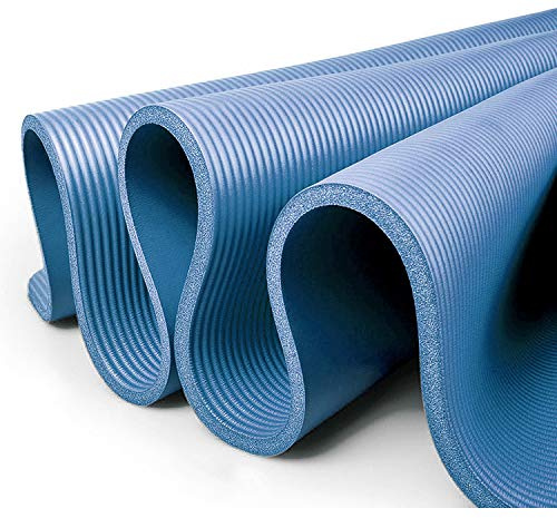Gloop XXL yogamatta pilates gymnastikmatta träningsmatta konditionsmatta premium med bärrem idealisk för pilates, gymnastik och yoga BLÅ 183x61x1.50 cm