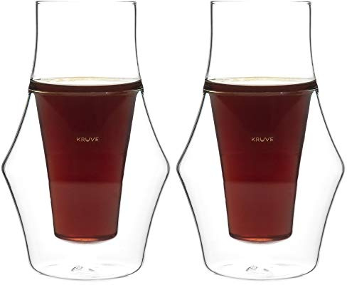 KRUVE EQ Inspire 150ml Handgefertigte Doppelwandige Kaffeetassen, Espressotassen und Glastassen im Set von 2, Hitzebeständige Borosilikat-Kaffeetassen, Perfekt zur Verbesserung von Aroma und Geschmack