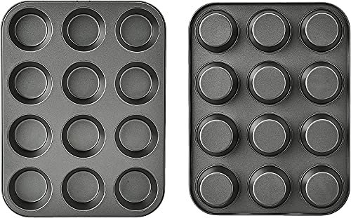 CenturiusCuroisty Non Stick Sturdy 12 Cupcake Baking Muffin Tray Yorkshire Pudding Baking Pan