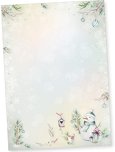 Flöckchen 100 Blatt Briefpapier Weihnachten A4, Weihnachtsbriefpapier weihnachtliches Papier