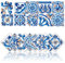 Cendray 20 Pcs Carrelage Autocollants Cuisine et Salle De Bains Étanche PVC Décoration Murale Stickers Auto-Adhésif Mosaïque Décoration Rétro Style Architectural (10x10cm,Bleu)