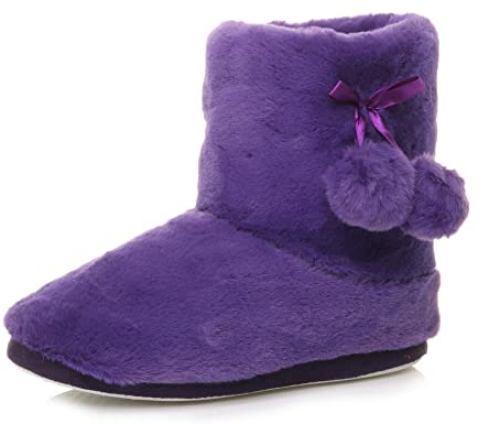 AJVANI winter slipper pom pom faux fur lined knitted ankle boots size 6 39