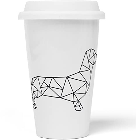 JUNIWORDS To-Go Becher mit Deckel, Origami Dackel