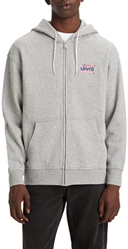 Levi's Herren Relaxed Graphic Sweatshirt mit Reißverschluss High Peaks Crew Sugar Swizzle (Grau) S