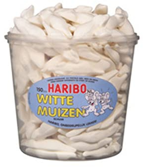 Sußichkeiten Haribo | Weiße Schaumstoffmäuse (150 Stück) | Haribo Box | Haribo Großpackung | 150 Pack | 1200 Gram Total
