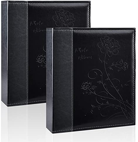 Miaikoe Photo Album 8x10 2 Packs Clear Pages Pockets Leathe Cover Slip Slide in Photo Album Each Holds 50 Vertical 8x10 Photos Picture Book for Wedding Family (Black)