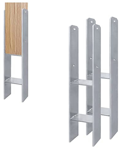 YARDIN 6 Stück 91mm H-Pfostenträger, H-anker Pfosten Holzpfosten Anker 600mm Länge, Zaunträger Zaunpfosten Materialstärke 6mm für Pfosten Zaun Carports Stelzenhäuser