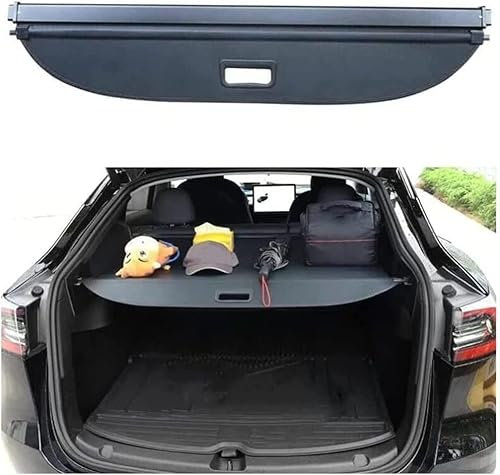 Auto Laderaumabdeckung Kofferraumabdeckung Rollo für Tesla Model Y 2020 2021 2022, Auto Einziehbare Hintere Kofferraum-Hutablage Sichtschutzschild, Cargo Cover Ablagen