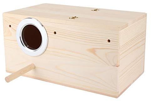 Parakit i trä, obehandlade målbara fågelhus för hantverk/skapande, fåglar avelslåda bur hus med sittpinne för svala sparv kärleksfåglar undulat fink kanariefink, 34 x 19,6 x 17 cm