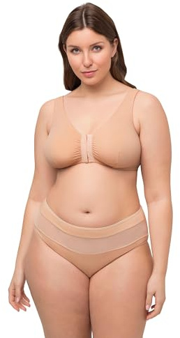 Ulla Popken Damen große Größen Übergrößen Plus Size Bustier, Still-BH, Vorderverschluss Champagner 105D 689668661-105D
