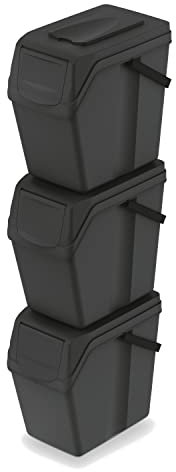 Keden Sortibox, sistema di raccolta differenziata, 3 x 25 l, set di contenitori per la raccolta dei rifiuti, in plastica (nero)