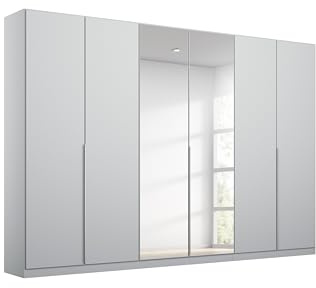 Rauch Möbel Alabama, Kleiderschrank, Farbe Seidengrau, Breite 271 cm | Schrank, 6-türig, mit Spiegel, Zubehör Basic, für Schlafzimmer, Kinderzimmer, Homeoffice, Gästezimmer, Garderobe, Flur