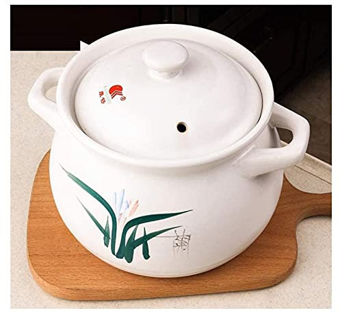 Tontopf zum Kochen, Keramiktöpfe Kasserolle mit hitzebeständigem Deckel, Steingut Stielkasserolle Slow Cooker Bibimbap Pot Kasserolle (3,5l)
