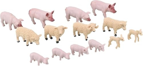 Toyland® Bauernhoftier-Set im Maßstab 1:32 – The Farm Collection – Bauernhoftiere zum Sammeln – (14-TEILIGE Schweine, Ferkel, LÄMMER UND Schafe)