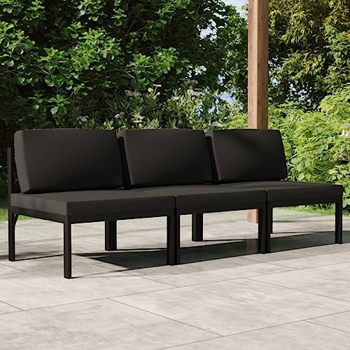 ZQQLVOO Gartenlounge Balkonmöbel Kleiner Balkon Gartensofa Gartensofa 3-Sitzer mit Kissen Aluminium Anthrazit