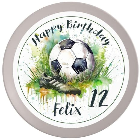 Tortenaufleger Geburtstag Fußball #4, 20cm | Name & Zahl