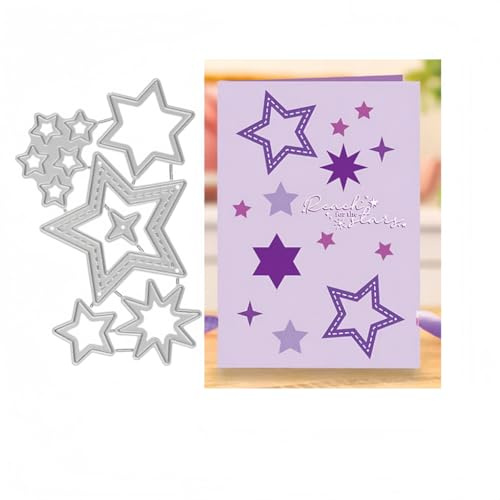 Sredwtk Sterne Set Stanzschablonen Weihnachten Sterne Metall Prägeschablonen Stanzformen Schneiden für DIY Karte Sammelalbum Scrapbooking Fotoalbum Deko Cutting Dies